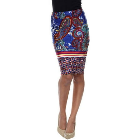 White Mark Women's Women's Paisley Printed Pencil Skirt