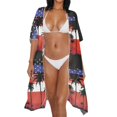 thumbnail image 3 of HELLHERO High Quality Fabrics Long Kimono Swimsuit Cover Up for Poolside Quick Dry Lightweight Palm Tree Pattern, 3 of 6