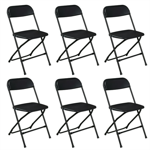 OverPatio 6 Packs Plastic Practical Folding Chairs, for Office, Comference, Kitchen, Study Room, Black