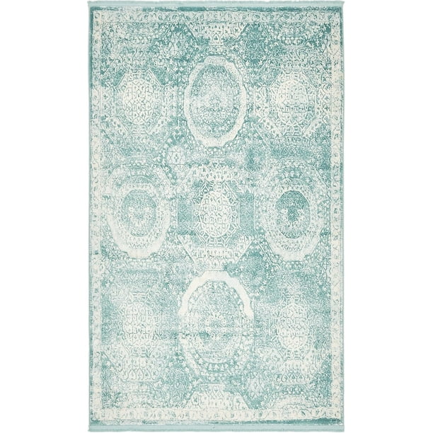 Contemporary Classique Collection Area Rug In Seaglass Color And Rectangle Round Runner Shape Walmart Com Walmart Com