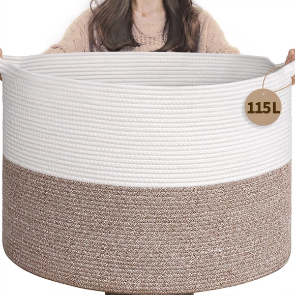 Cesto para ropa INDRESSME XXL de cuerda de algodón 60 x 40 cm, 115 L