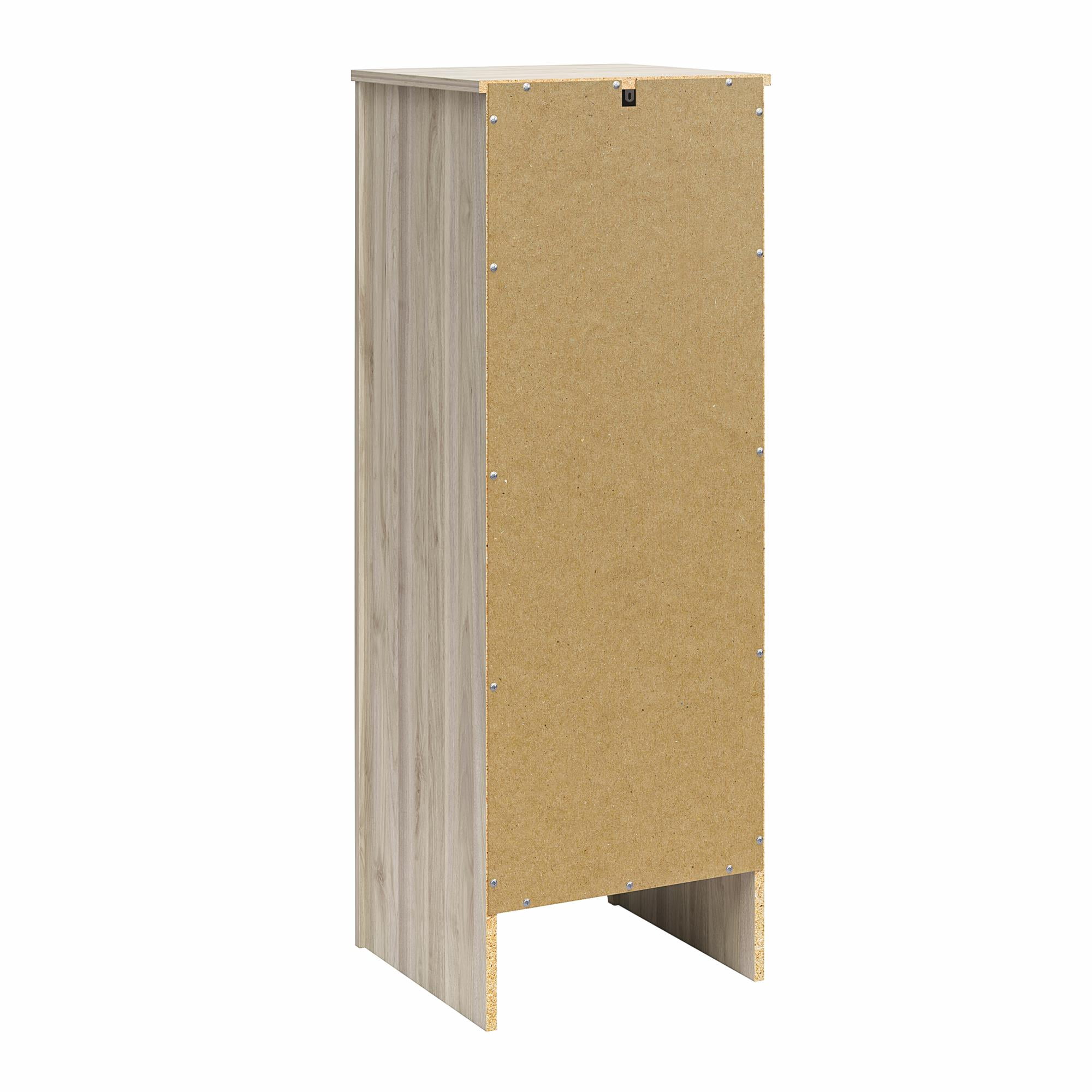 Woven Paths Scandi Farmhouse Storage Cabinet, Light Walnut