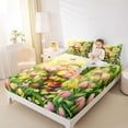 thumbnail image 3 of Erosebridal Cute Cartoon Gnome Bed Sheets,Pink Yellow Tulip Flowers King Sheets For Kids Girls 4 Pieces, 3 of 6