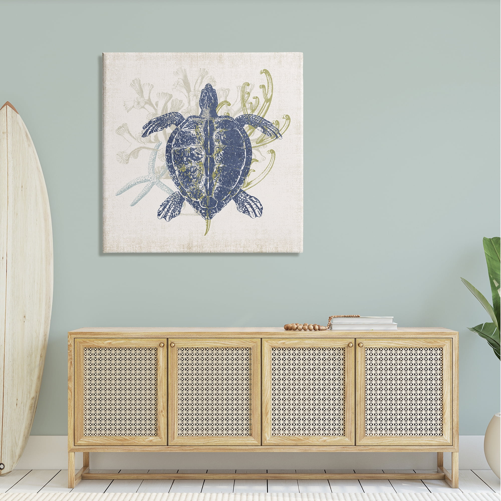 Stupell Industries Detailed Sea Turtle Layered Coral Aquatic Life Graphic Art Gallery Wrapped Canvas Print Wall Art, Design by Victoria Barnes