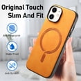 thumbnail image 6 of for iPhone 12 Magnetic Case, Luxury PU Leather Skin-Feel Back Protective Phone Cover Compatible with Mag-Safe Support Car Mount Holder for iPhone 12, Yellow, 6 of 9