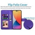 thumbnail image 5 of iPhone 14 Pro Max Case, iPhone 14 Pro Max Wallet Case, iPhone 14 Pro Max Leather Case, EBIZCITY PU Leather Folio Flip Cover Magnetic Closure TPU Shockproof Protective Case Kickstand Strap -Purple, 5 of 10