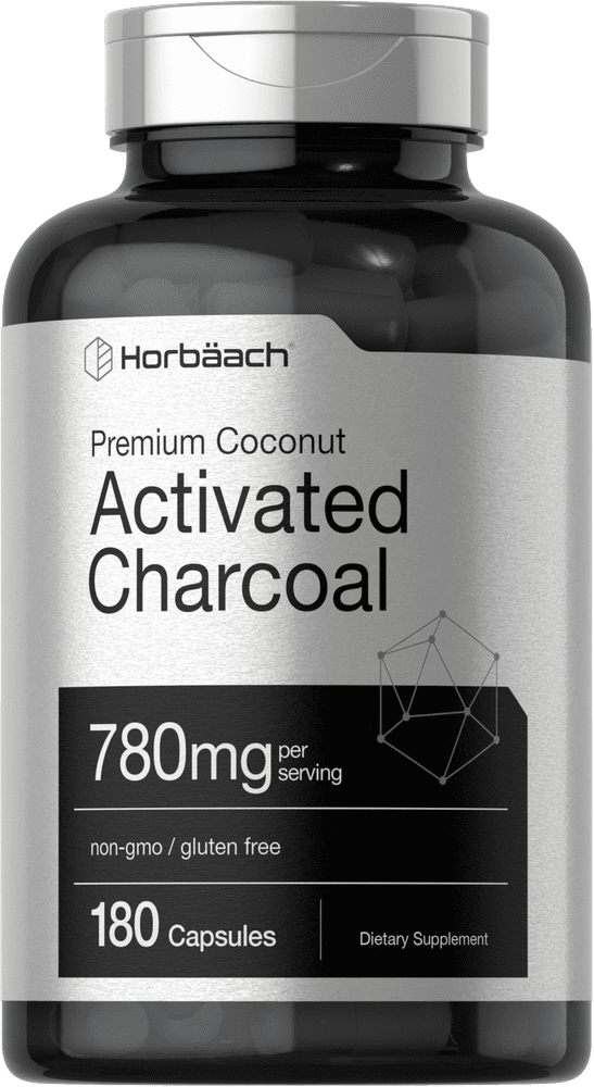 Activated Charcoal Capsules 780mg | 180 Count | from Coconut Shells | Non-GMO and Gluten Free Pills | by Horbaach