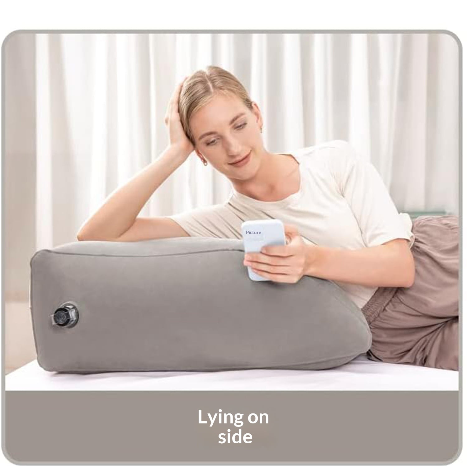 Wedge Pillow for Sleeping Inflatable Leg Elev-ation Pillow for Swelling Knee Pillow for Legs Relax Travel Wedge Pillow for Legs Foot Ankle Knee and Lower Back Pain Support(Grey+Grey storage bag)