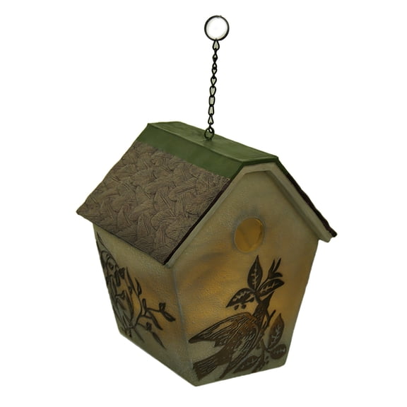 Zeckos Elegant Rustic LED Hanging Birdhouse Accent Lamp