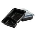 thumbnail image 2 of VeZee 30 Oz. Black Rectangular 2 Compartments Plastic Meal Prep Containers with Clear Dome Lids| Bento Box, BPA Free, Stackable, Microwave/Dishwasher/Freezer Safe|40CT, 2 of 6
