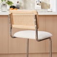 thumbnail image 4 of Zesthouse 26" Rattan Counter Height Bar Stools Set of 4, Boucle Upholstered Barstools with Cane Back and Chrome Base, Mid Century Counter Height Chairs for Kitchen Island, White, 4 of 11