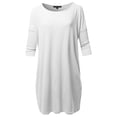 thumbnail image 1 of A2Y Women's Oversized Crew Neck 3/4 Sleeve Side Pockets Drop Shoulder Boxy Top Ivory XL, 1 of 6