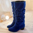 thumbnail image 5 of jsaierl Women's Rhinestone Booties Suede Stacked Mid Calf Boots - Ladies Mid Heels Chunky Knee High Boot, 5 of 9