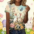thumbnail image 2 of LangJing Easter Shirts for Women 2026 Happy Bunny Tshirt Cute Crew Neck Easter Egg Rabbit Graphic Tee Tops Light Blue XXXXXL, 2 of 5