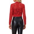 thumbnail image 3 of INSPIRE CHIC Women's Sheer Crochet Lace Long Sleeve Zipper Cropped Bomber Jacket, 3 of 5