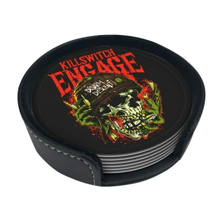 

Killswitch Engage Anime Funny Coasters 6 Pcs Leather Coasters That Protect Furniture From Water Marks Scratches And Damage
