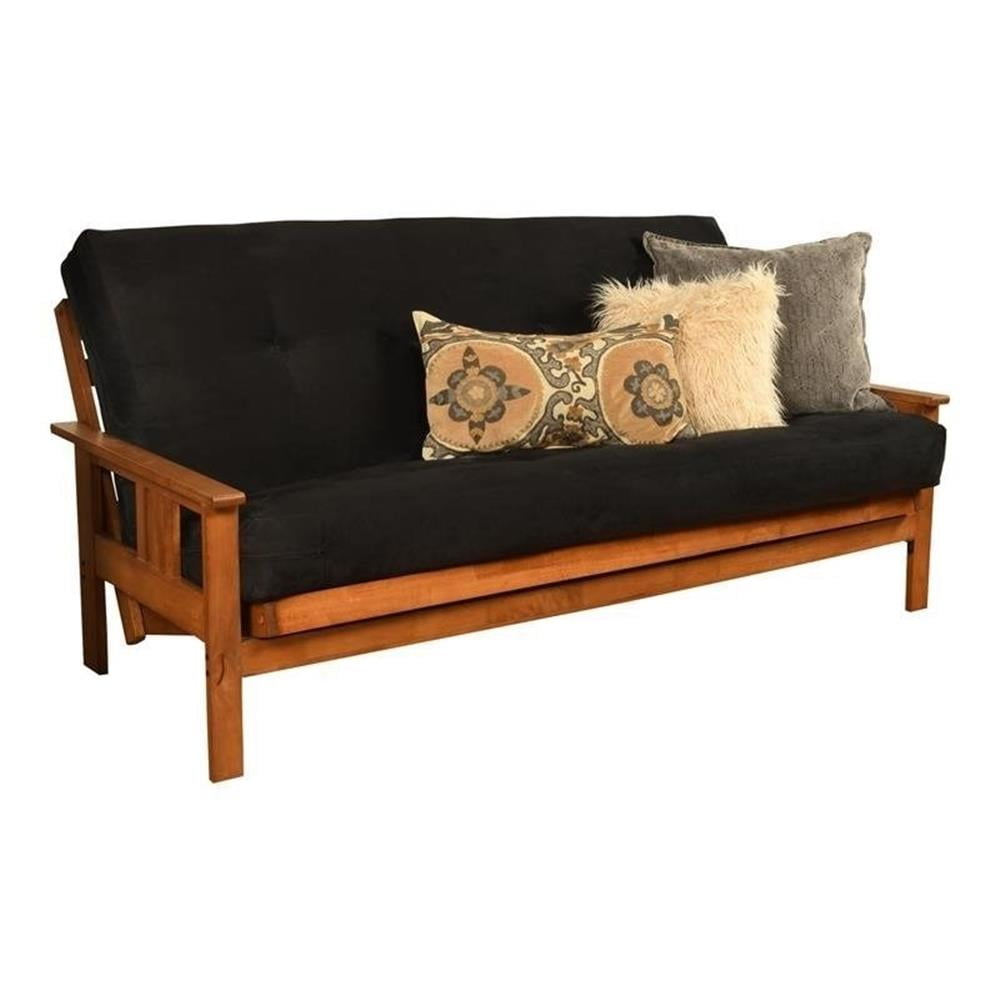 Full-size Suede Fabric Futon Mattress in Black-Frame Not Included