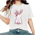 thumbnail image 1 of Camisetas de Cuello de Tripulación de Manga Corta para las Mujeres Cartas de Impresión de Pascua Camiseta de Manga Corta, Spandex de Poliéster, 1 of 5