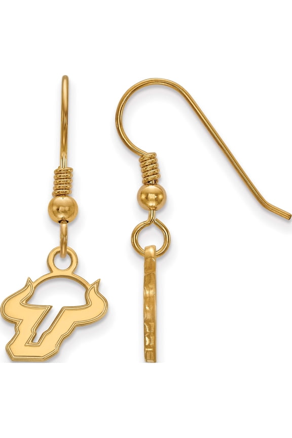 Ss/Gold Plated Sterling Silver With Gp Logoart University Of South Florida Xs Dangle Earrings (29 X 11) Made In United States gp005usfl