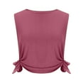 thumbnail image 5 of Wyobmus Women's Going Out Tank Tops Casual Round Neck Sleeveless Side Split T-Shirt Blouse Loose Tie Knotted Basic Tops A-Burgundy, 5 of 7