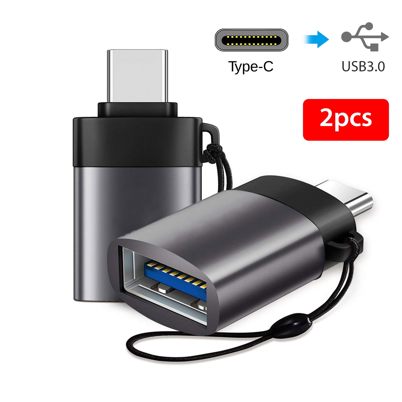 2-pack USB C to A OTG Adapter for Smart Phones Tablet GPS Devices - Walmart.com
