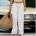 thumbnail image 5 of Dresfit Womens Palazzo Pants Baggy Drawstring Sweatpants 2026 Summer High Waisted Vacation Trousers Cooling Soild Straight Pant with Pockets M, 5 of 7