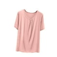 thumbnail image 2 of Pijama de manga corta para mujer, color liso, manga corta, camiseta fina, pijama de manga corta, blusa de poliéster, 2 of 7