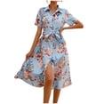 thumbnail image 1 of Robe d'Été à Imprimé Floral pour Femmes Robe à Manches Courtes Robe Moulante Robe de Plage Robe de Soleil Robe Chemise, 1 of 4