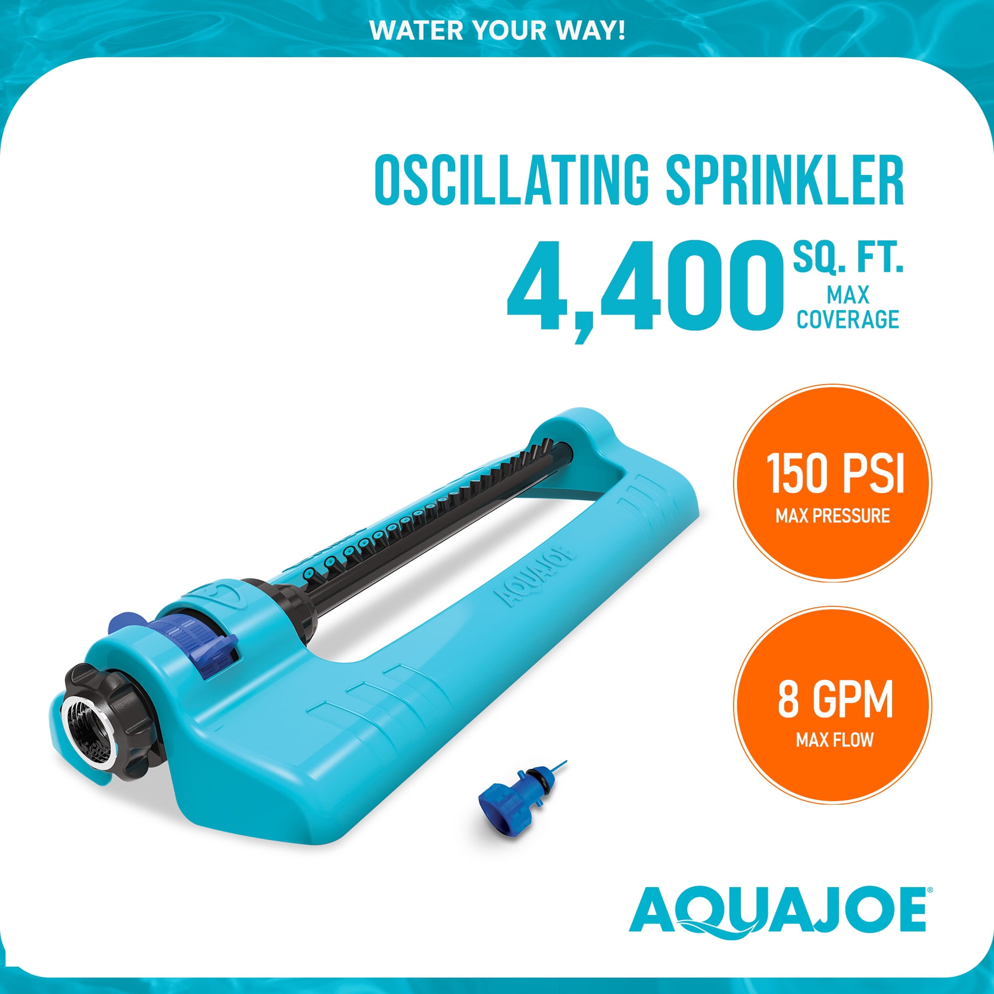 Aqua Joe Multi-Function Hose Nozzle with Smart Throttle & Oscillating Sprinkler