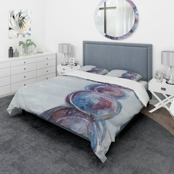 Designart 'Purple Starting Over I' Geometric Duvet Cover Set