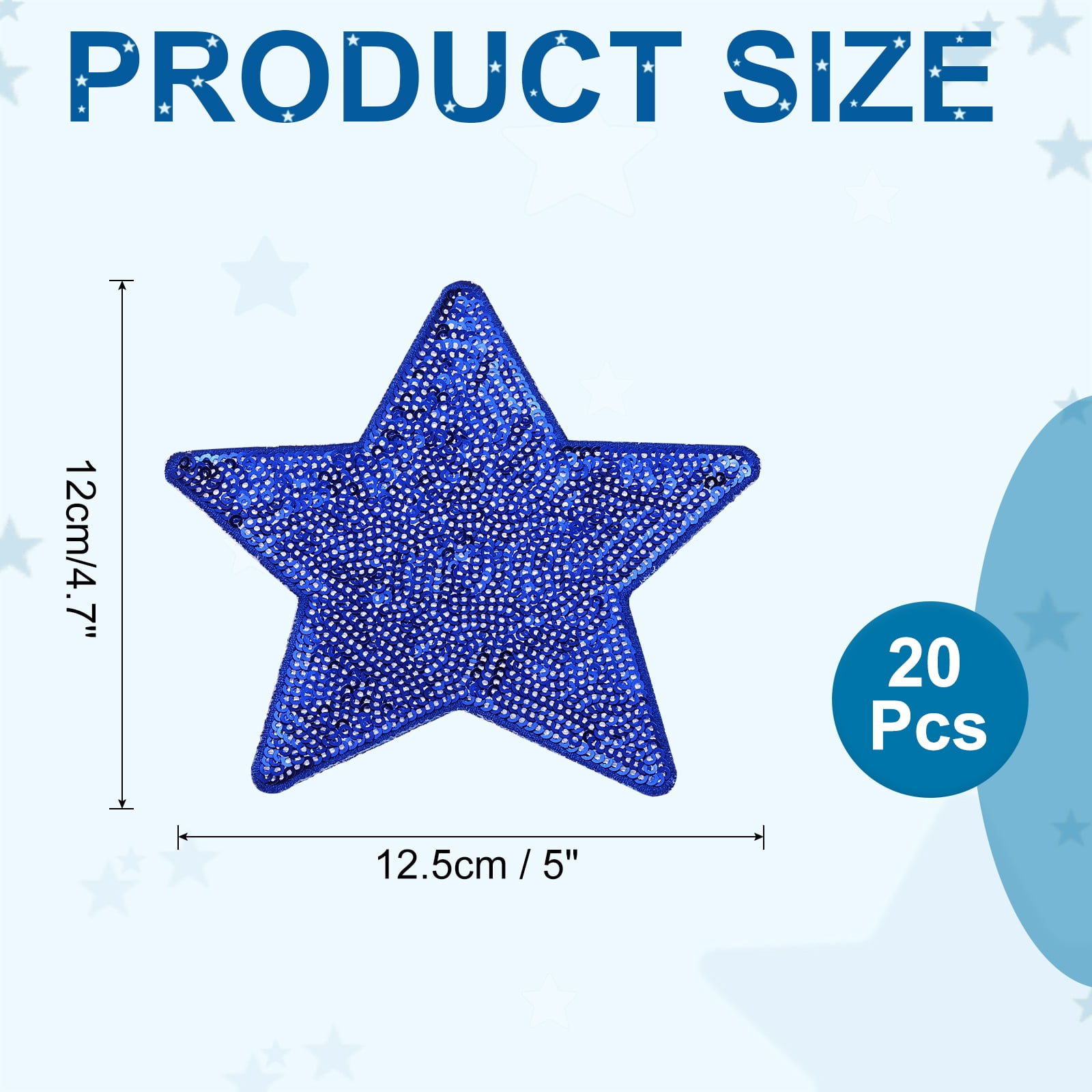 Uxcell Sequin Star Iron on Patches, Embroidery Sequin Patches for Clothing Repair Backpack Shoes Decorations Deep Blue 5 in