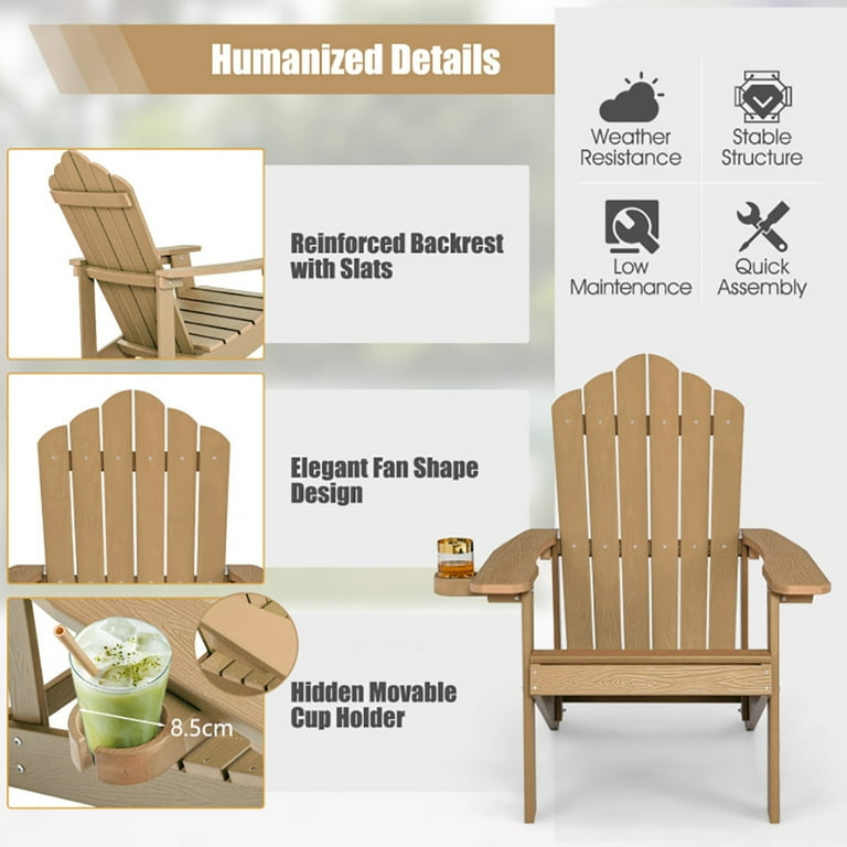 Topcobe Weather Resistant Outdoor Chair with Cup Holder, Outdoor