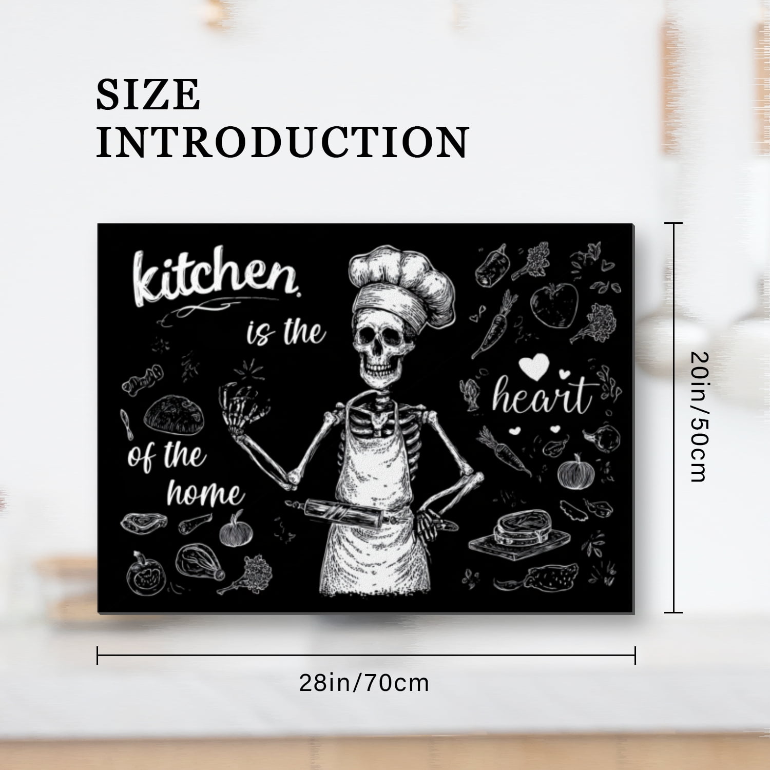 Diatomite Flat Stove Top Covers for Electric Stove, Fun Skull Kitchen is The Heart of The Home Non-slip Ceramic Cooktop Protector, Heat Resistant Pad for Kitchen RV (28×20 Inch)