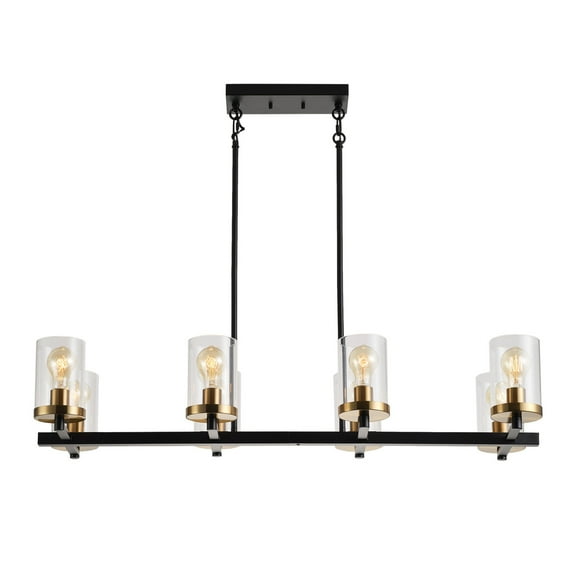 Aiwen 8-Light Linear Chandelier Square Rustic Pendant Light Farmhouse Kitchen Island Modern Light Fixture