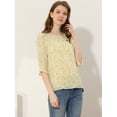 thumbnail image 3 of INSPIRE CHIC Women's Floral Print Chiffon Ruffle 3/4 Sleeve Flowy Blouse 1 XL, 3 of 5