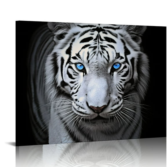 Jeuxus White Tiger Canvas Wall Decor for Home Office, 20x16 in / 16x12 in, Living Room Bedroom Art 20x16in