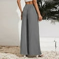 thumbnail image 3 of WREESH Womens Wide Leg Long Palazzo Pants Fashion Summer Casual Loose Pocket Solid Trousers Pants Gray, 3 of 7