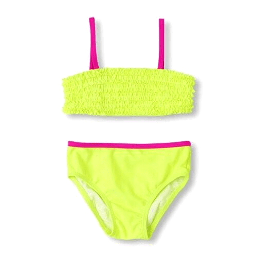 2-PC Bikini Swim Set for Toddler Girls Beach Neon Green Ruffles Swimwear 2T - The Children's Place