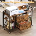 thumbnail image 3 of Office File Cabinet, 2 Drawer File Cabinets with Lock, Filing Cabinet with Power Outlets, Adjustable Shelves, Rolling Storage Cabinets for Home Office, Vintage, 3 of 9