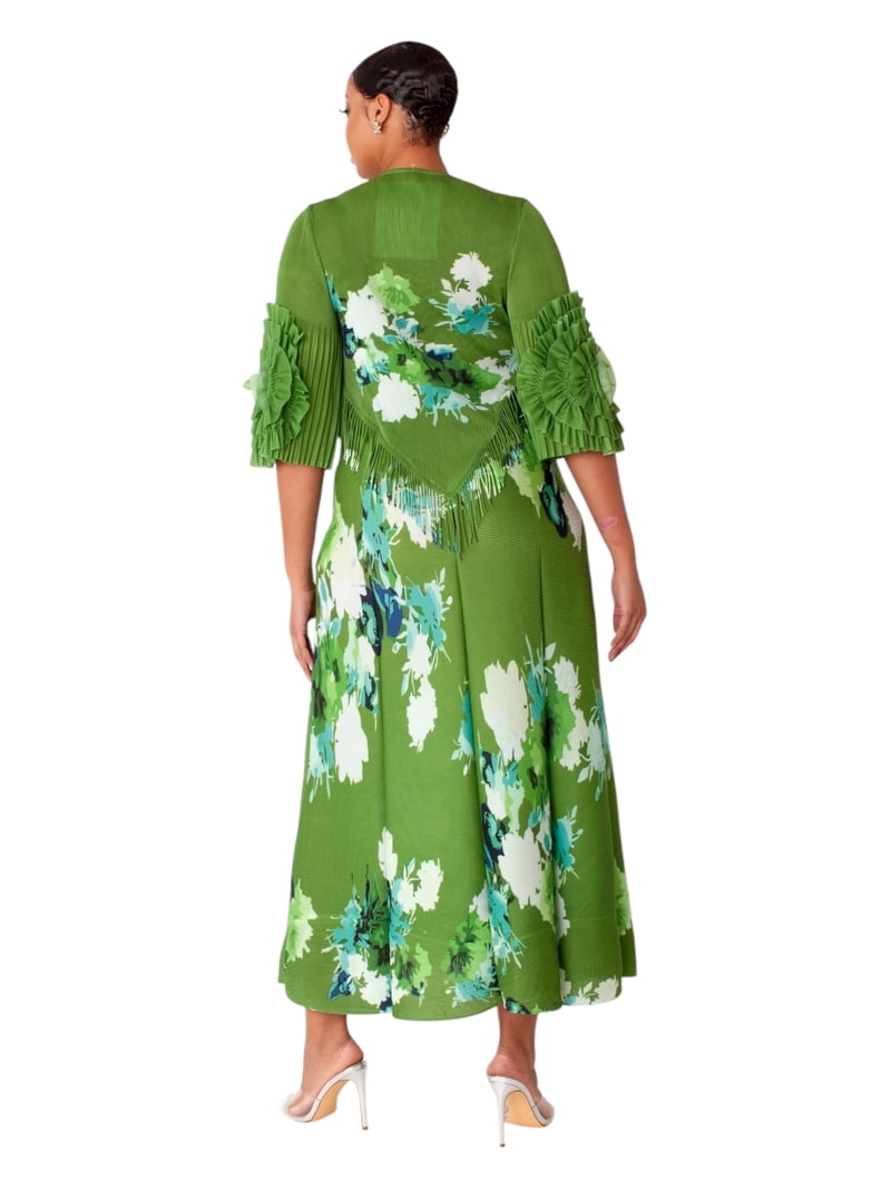 FOR HER NYC OFFICIAL Floral Print Pleated Midi Dress - 82678, Women's, Size: Small FOR HER NYC OFFICIAL Floral Print Pleated Midi Dress - 82678, Women's, Size: Small