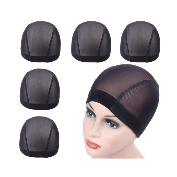 YANTAISIYU 5 unids/lote Gorros de Peluca Gorros de Malla Negra Redecillas Estirables Tapa de Cúpula de Malla para Pelucas Gorro de Peluca de Banda Elástica Ancha para Hacer Pelucas (Gorra de Malla S)