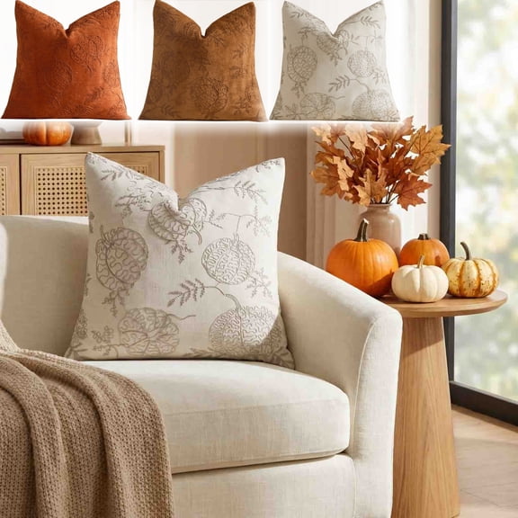 Halloween Sale Clearance!Fall Decorations for Home, 45x45cm Fall Maple Leaf Embroidered Throw Pillow Covers 3 Colors Linen Textured Squares Cushion Covers For Thanksgiving Sofa Decor
