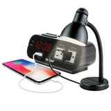 Sharp Alarm Clock with 2X Outlets, Surge Protect, Rapid USB Charge, LED ...