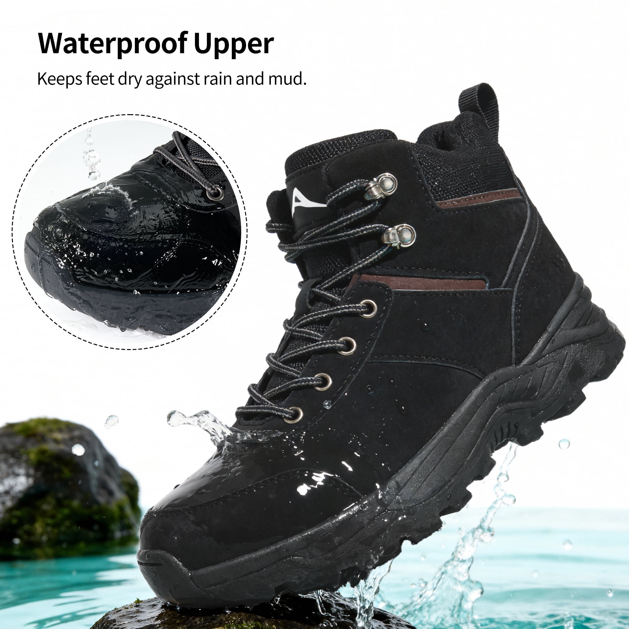 MeMoride Men's Ankle High Waterproof Hiking Boots Outdoor Trekking Camping Shoes
