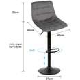 thumbnail image 5 of Juego de 2 Taburetes de Bar, Ajustable en Altura y Giratorio 360°, Taburete de Cocina con Asiento de Terciopelo Bien Acolchado - Gris esquí esquí Gafas de esquí, 5 of 5
