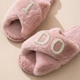 thumbnail image 3 of Zapatillas de felpa con banda cruzada pantuflas peludas con punta abierta cómodas para interiores y exteriores, 3 of 9