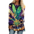 thumbnail image 3 of KKBOTIVE Mardi Gras Outfit for Women Fashion Carnival V Neck Pullover Long Sleeve Shirts Stylish Spring Clothes ( Purple4 Size: L ), 3 of 5