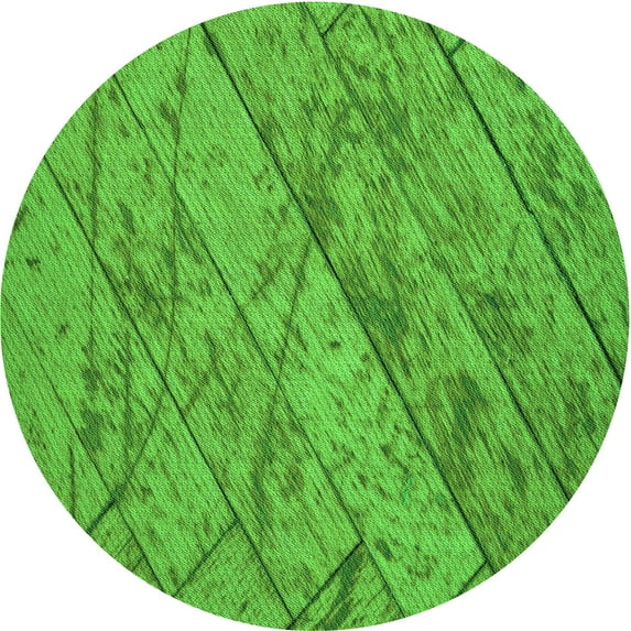 Ahgly Company Machine Washable Indoor Round Transitional Dark Lime Green Area Rugs, 3' Round