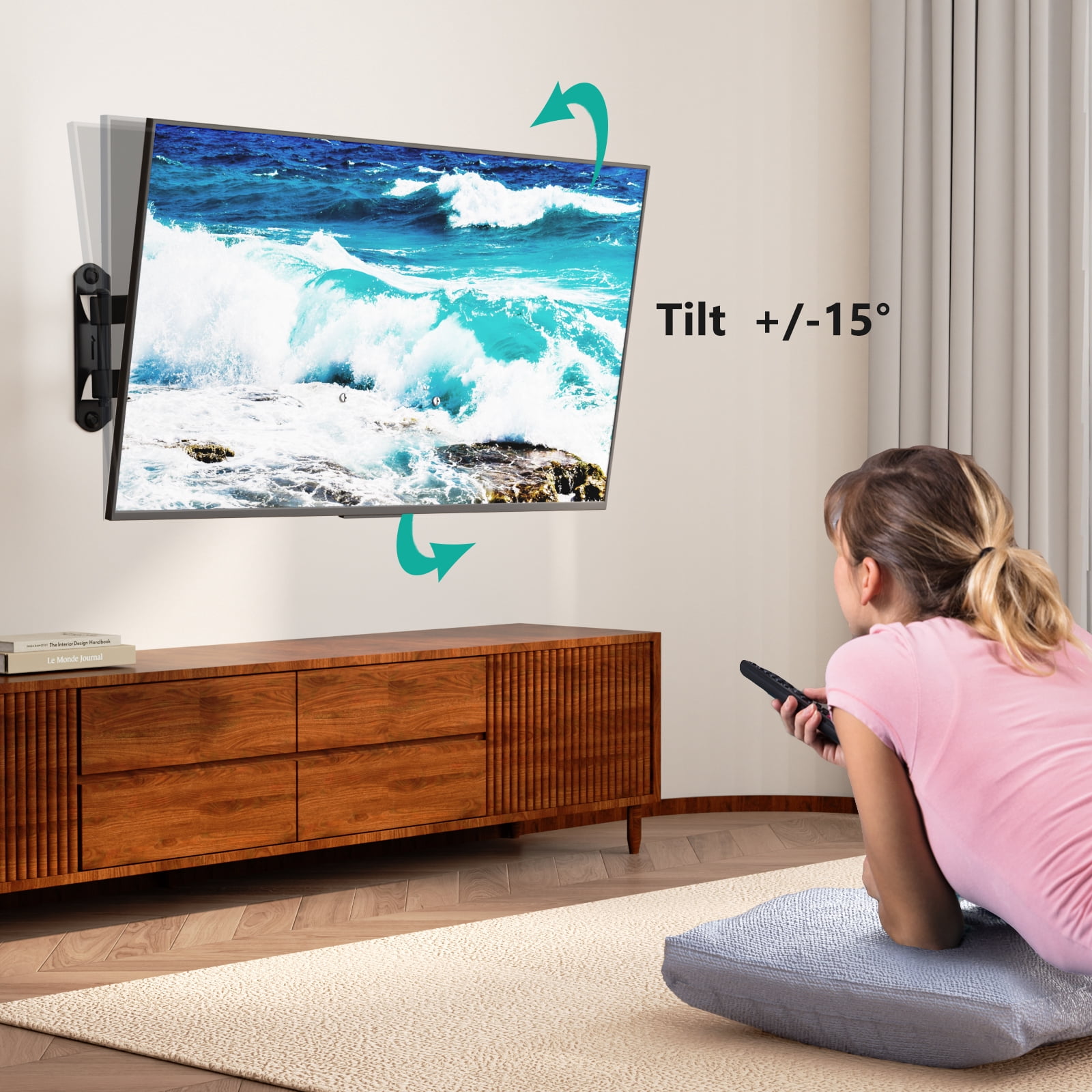 WALI TV Wall Mount Bracket Articulating Full Motion Detachable Arm for Most 13 to 42 inch LED, LCD Flat Screen Display, up to 44lbs (1342LM), Black