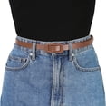 thumbnail image 4 of Cinturón de cintuno poroso fino Hebilrectangular Cinturones de talgrande pavestido de jeans marrón Se ajusa cintuhas99 cm / 39 ", 4 of 4